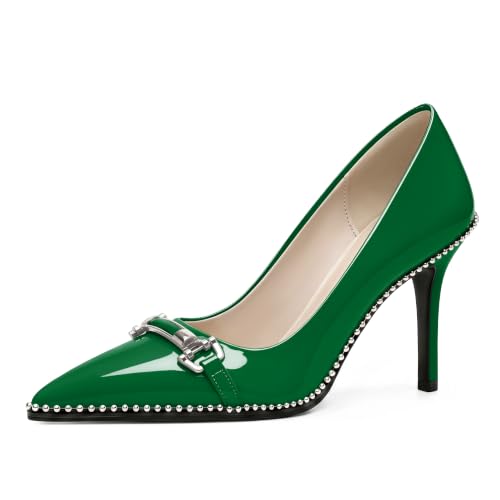 Image of Women's High Heel Pumps Stiletto Heel Pumps for Women Pointed Toe Heels Elegant Classic 3.5 Inch Beaded Pumps