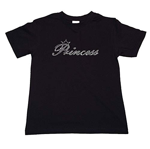 Girl's T-Shirt with Crystal Princess in Rhinestones