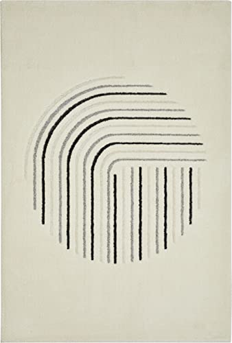 -LUXOR- living Teppich Enna im modernen Design Hoch-Tief Effekt ideal für Wohnzimmer Esszimmer 80 x 150 cm Creme