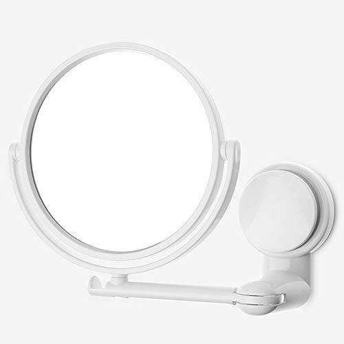 Aumento Espejo Cosmético Luminoso con Ventosa Fuerte,de Doble Cara Giratorio Espejos Extensibles para Baño y Tocador,Espejo de Mesa y para Pared,360° de Rotación,Blanco