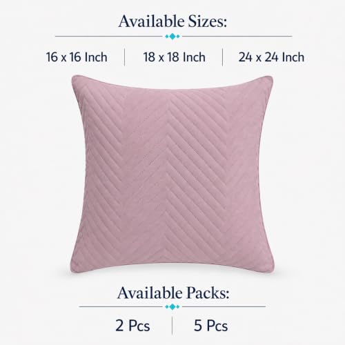 Image of RD TREND UltraSonic Microfiber Cushion Covers 24 inch x24 inch, Set of 2, 250 TC, Back Zipper (Mauve Rose)