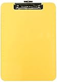 Charles Leonard Clipboard  - Plastic/Transparent with Low Profile Clip - Letter - Neon Orange , 1 Each, 89765