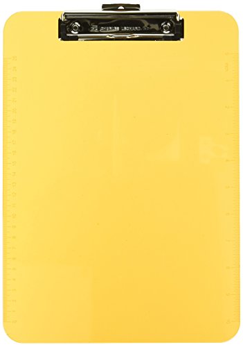 Charles Leonard Transparent Plastic Clipboard with Low Profile Clip and Pull Out Hook, Letter Size, Neon Orange, 1 Each (89765)