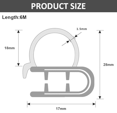 Storystore Car Door Rubber Seal Strip with Side Bulb, 6m Car Door Seal Boot Seal Edge Trim Seal for Cars, Boats, RVs, Trucks, and Home Applications, Car Weather Stripping