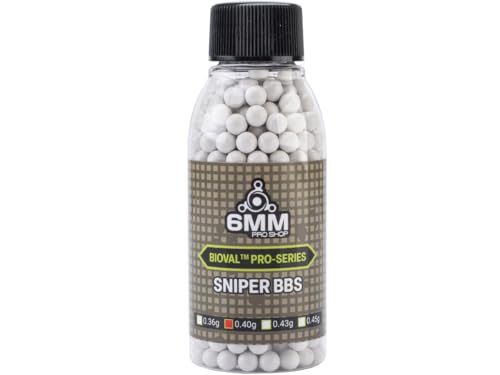 Evike Airsoft - BioVal x 6mmProShop Outdoor Pro-Series Sniper Bottle Premium 6mm Airsoft BBS (Weight: 0.40g / 500 Rounds/White) - (PID: 56425)