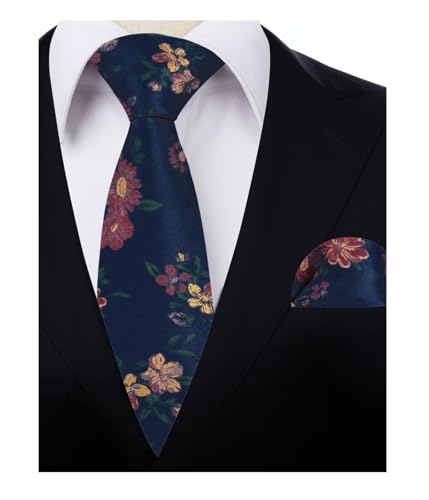 Image of Alizeal Mens 3.15'' Colorful Flower Pattern and handkerchief Necktie Set