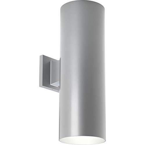 Image of Progress Lighting 6-Inch Cylinder Outdoor Wall Sconce, 2-Light Modern Wall Mount Up and Down Lights, Interior and Exterior Lighting for Home or Porch, Aluminum Construction, Metallic Gray (P5642-82)