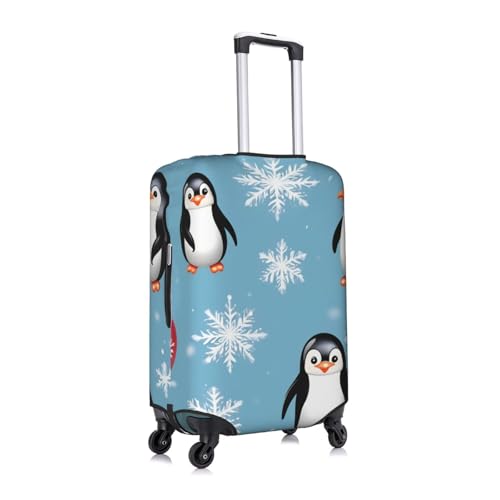 Penguin Balloon Snowflake Print Protective Suitcase Cover Washable Travel Luggage Protector with Concealed Zipper3