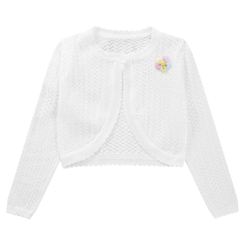 YiZYiF Little Girls' Button Closure Bolero Cardigan Shrug Long Sleeve Dress Cover Up Knit Sweaters School Uniforms2
