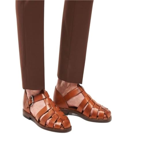 VOODUE Summer Men Sandals Outdoor Non-Slip Beach Black Breathable Flat Fisherman Casual Shoes Sandals Plus Size (Color : Blue, Size : 46 EU)4