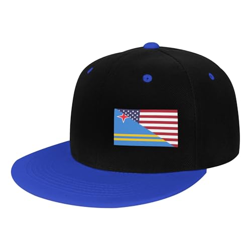 American Flag and Aruba Flag Children's Flat Brimmed Hip-hop Hat Flat Eave Sunscreen Duckbill Cap Headgear
