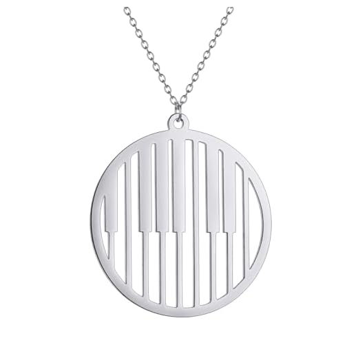 LUTAKU Collar con colgante de piano para mujeres y hombres, collar de piano de pianista, accesorios de joyería musical de acero inoxidable, Acero inoxidable