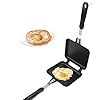 Leopacat Padella A Doppia Faccia,Padella Antiaderente Quadrata in Alluminio con Manico Antiscottatura Design Flip Creatore di Panini da Campeggio per Colazione Toast Tortillas Pancake Frittate