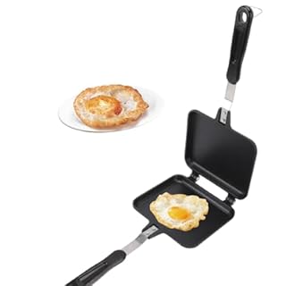 Leopacat Padella A Doppia Faccia,Padella Antiaderente Quadrata in Alluminio con Manico Antiscottatura Design Flip Creatore di Panini da Campeggio per Colazione Toast Tortillas Pancake Frittate