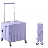 Faltbarer Mehrzweckwagen, 100 kg, tragbarer Rollkiste, Bollerwagen mit Rädern, 65 l Fassungsvermögen, großer faltbarer Einkaufswagen für Camping, Lila, 45 x 48 x 93 cm