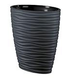 XXL Pflanzkübel Slim Oval 3D Effekt - Wellen - Farbe: Anthrazit mit Herausnehmbaren Einsatz, H: 60 cm