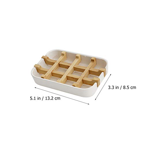 Yardwe 2 Unidades de Saboneteira de Dreno de Bambu Saboneteira de Bancada Destacável Bandeja Porta-