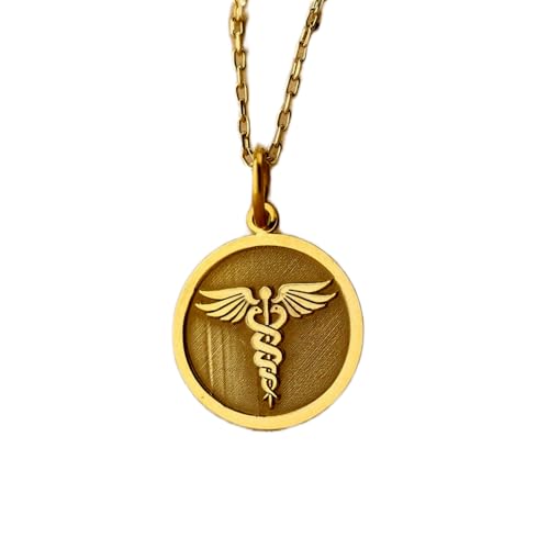 Pendentif alerte médicale en argent 925 plaqué or avec sa chaîne de 45 cm