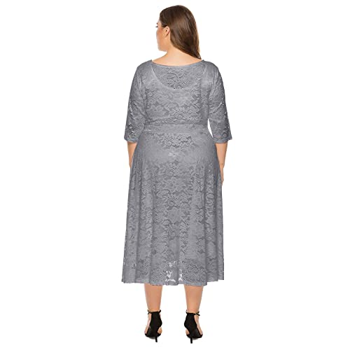 Robe de cocktail grande taille à fleurs conçue pour valoriser les formes rondes - 4