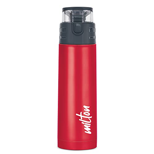 Milton Atlantis 600 Thermosteel Water Bottle 500 ml, 24 Hr Hot and Cold I Leak Proof Lid, ISI Certified I Vacuum Insulated I for Office, Gym, School I Red