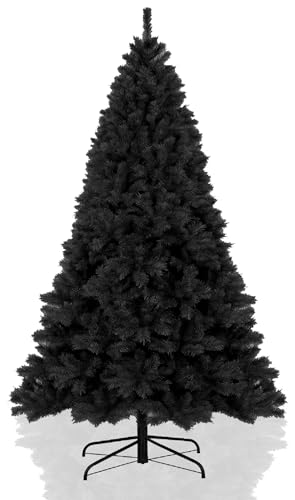 Wadan 7ft Black Artificial Christmas Tree Realistic PVC Pine Xmas Tree with 1000 Tips Solid Metal Stand Easy Assembly Indoor & Outdoor Holiday Decoration