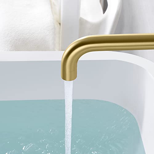 Sumerain Tub Faucet Wall Mount Tub Filler High Flow Bathtub Faucet Brushed Gold With Rough In Valve, Two Cross Handles #TOP3