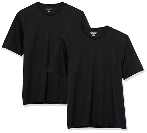 Amazon Essentials Men's Regular-Fit Short-Sleeve Crewneck T-Shirt, Pack of 2, Black, Small