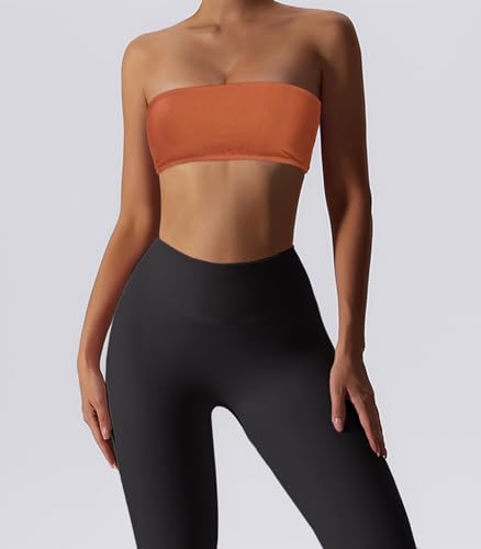 Image of Boudaner Women's Padded Bandeau Sports Tube Top Bra Strapless Yoga Bralette