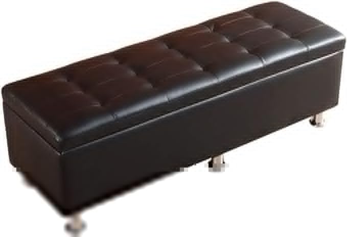 Tabouret de rangement en cuir noir 100x40x40 cm pour dressing et entrée