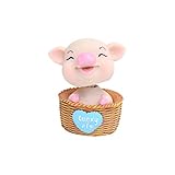 LIOOBO Shaking Head Cartoon Pig Nodding Figure Toys Car Dashboard Ornament Creative Car Pendant(Blue)