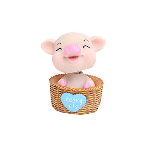 Preisvergleich Produktbild Vosarea Niedlicher Schüttelkopf Cartoon Schwein Wackelfigur Spielzeug Auto Armaturenbrett Ornament Anhänger (blau)