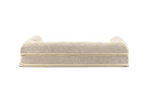 Image of FurHaven Soft, Orthopedic Foam Sofa Dog Bed with Washable & Removable Cover - Sherpa /Chenille - Cream, Dogs Up to 35 lbs - Medium