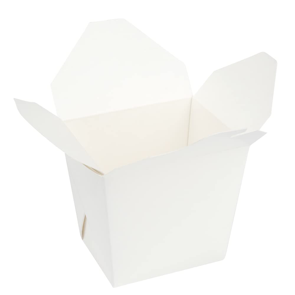 Bio Tek - Recipiente cuadrado de papel blanco para llevar fideos de 16 onzas, 3 1/2 x 3 x 3 1/4 pulgadas, caja de 200 unidades