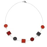filzkette Filzkette ca. 45 cm lang, Filzkette mit 3x Aluquadrat 10x10 mm und 4x Aluring Ø 15 mm mit Wollfilz in orange, rot, dunkelgrau Länge ca. 45 cm