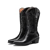 Kekonaca Women's Cowgirl Embroidered Mid Calf Boots...