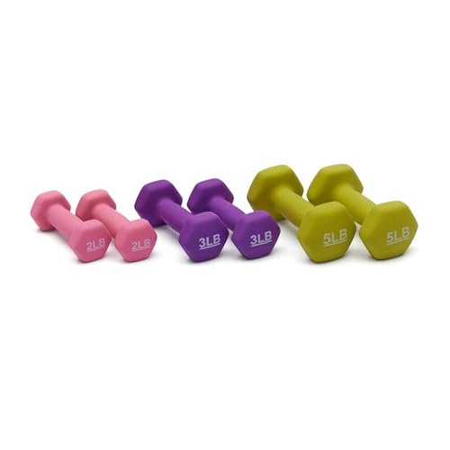Image of KAKSS Neoprene Workout Fixed Weight Dumbbell(Proudly Made In India) (20-Pound Total - 3 Pairs(2Lb,3Lb,5Lb) With Stand)