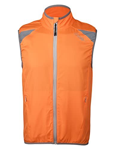 Bpbtti Men's Lightweight Cycling Running Vest Windproof Sleeveless Shirt Reflective Breathable Bike Gilet With 2 Sides Pockets (Orange, X-Large) #TOP1