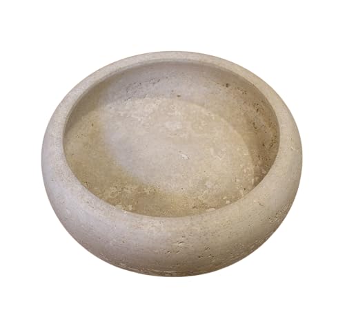 EARTHLY ROOTS Travertine Decorative Bowl 7.5 Natural Stone Candy Bowl Coffee Table Catchall Dish for Living Room Candle Key Trinket Holder & Hand Crafted Home Decor