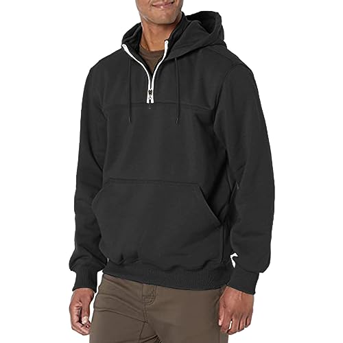 Hoodie Mens 1/4 Zip Sweatshirts Casual Long Sleeve Classic Drawstring Pullover Tops Loose Sports Jacket with Pocket2