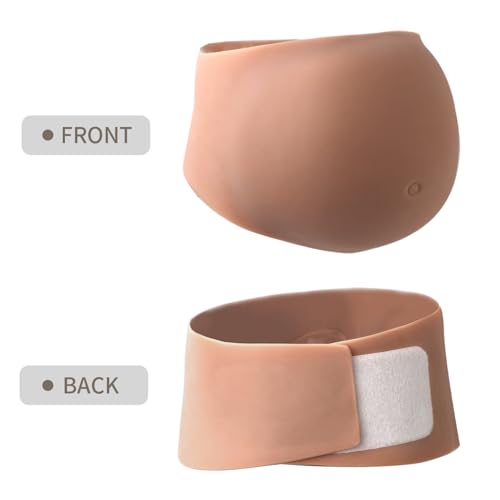 ONEFENG Fake Pregnant Belly Lightweight Cotton Filled Artificial Silicone Pregnant Fale Belly Props for Pretending Pregnancy(Wheat Skin,9-10Months)