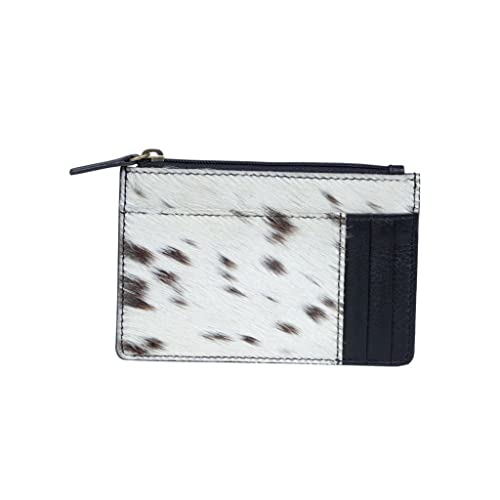 Myra Bag Broadway Women's Wallet - Black and White Cowhide Leather Wallets, Credit Card Holder, Compact Size