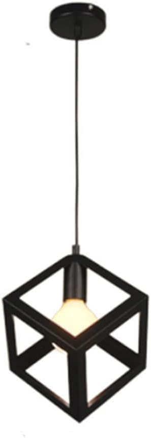 Lampe suspendue cage noire réglable style rétro pour salle à manger