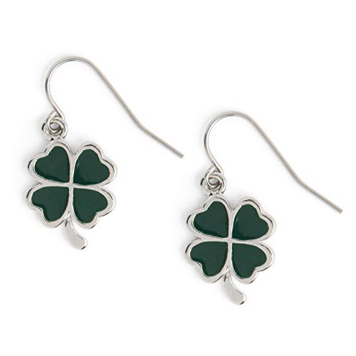 St Patricks Day Four Leaf Clover Dangle Earrings for Women