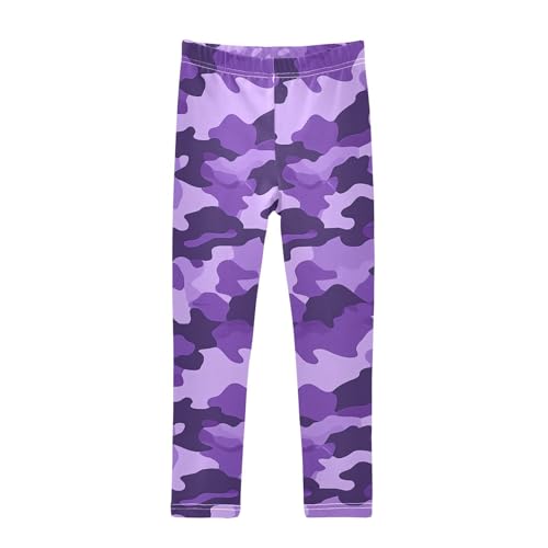 ALAZA Girls' Leggings Children's Yoga Pants Skinny Printed Dance Purple Camouflage Comfortable 4T