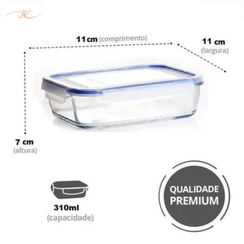 Conjunto de Potes de Vidro Herméticos 6 Peças Freezer Microondas Lava Louça Kit Marmita com Tampa 4