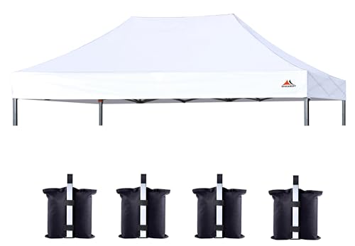 Image of SCOCANOPY 10x15 Canopy Replacement Canopy Top,Canopy Cover ONLY, Bonus 4Pack Weight Bag (White)