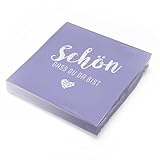 itenga Servietten Schön dass du da bist 30 x 30cm 3-lagig 20 Stück für Kommunion Konfirmation Hochzeit Taufe und andere Feiern (lila/flieder)