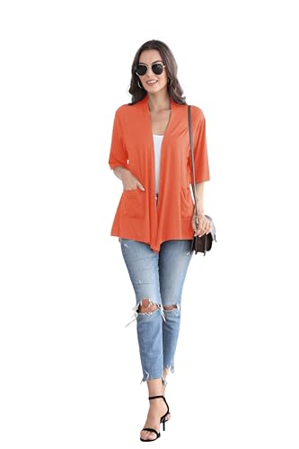 Image of ADANIKI Women 2026 Summer Lightweight Cardigan, Short Sleeve Open Front Casual Trendy Womens Kimono Cover Up with Pocket