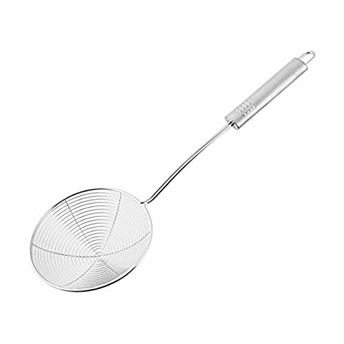 Fackelmann Küchenschöpfer, Sieblöffel, Bratsieb, feines Netz, große Spinnenkelle, Edelstahl, 43 x 16 x 5,5 cm, Silber
