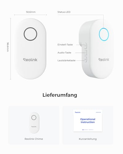 Reolink Digital Chime, NUR Kompatibel mit Video Doorbell WiFi/PoE mit Hardware V2 od. höherer Version, Funktioniert mit Doorbell Battery, Plug&Play, Fernsteuerung via App, mehrere Klingeltonoptionen